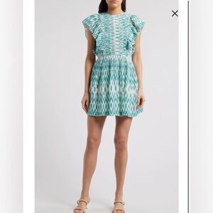 Elegant Teal Patterned Dress- Saylor